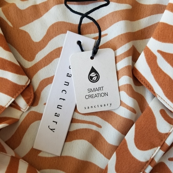 Sanctuary Orange and White Zebra Print Button Down Shirt - Picture 5 of 10